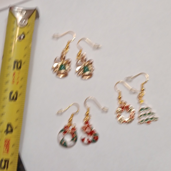 NWT Bundle of Three Pairs of Adorable Gold Dangling Christmas Earrings!! - Picture 3 of 4
